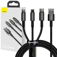 Baseus Usb cable 3In1  Tungsten Gold, to micro / Usb-C Lightning, 3.5A, 1.5M Black
