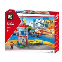 Blocki Myfirebrigade Helicopter and Control Tower / Kb0812 Constructor with 129 parts Age 6