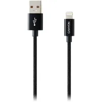 Canyon Lightning Usb Cable for Apple, braided, metallic shell, cable length 1M, Black, 14.96.81000Mm, 0.02Kg