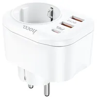 Hoco multifunctional charger  2 x Usb A Type C socket Eu Pd Qc3.0 3A 20W Ns3 white