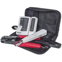 Intellinet 4-Piece Network Tool Kit, 4 Kit Composed of Lan Tester, Lsa punch down tool, Crimping and Cut Stripping tool

