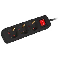 Lanberg Power Strip 1.5M 3X Schuko Outlets With Circuit Breaker Quality-Grade Copper Cable Black