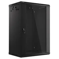 Lanberg Rack Cabinet 19 Wall-Mount 18U/600X450 Flat Pack With Glass Door Black V2