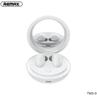 Remax wireless stereo earbuds Tws-9 with docking station and mirror white