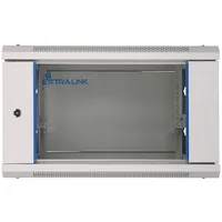 Extralink Wall cabinet rack 6U 600X600 gray glass door
