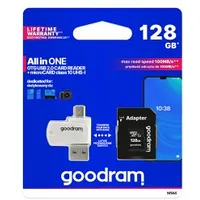 Goodram Microsdxc Class 10 Uhs I 128Gb Memory Card  reader Adapter