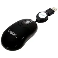Logilink Mini Usb optical mouse with retractable cable black Id0016