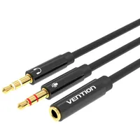 Vention 2X 3.5Mm Male to 4-Pole Female Audio Cable 0.3M  Bbtby Black

