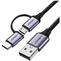 2In1 Usb cable Ugreen Type-C  Micro Usb, Qc 3.0, 1M Black 30875 6957303838752