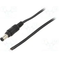 Cable 2X0.5Mm2 wires,DC 5,5/2,1 plug straight black 1.5M  Dc2200.0150E