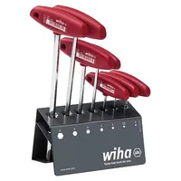Wiha L-Key with T-Handle set Hex in work bench stand, 7-Pcs., brilliant nickel-plated 00953  Wh00953 4010995009533