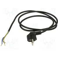 Cable 3X1Mm2 Cee 7/7 E/F plug angled,wires Pvc 1.5M black  Wj-22-3/10/1.5Bk
