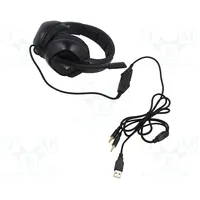 Headphones with microphone black Jack 3,5Mm x2,USB A 2M 32Ω  Savgh-Strike