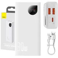 Baseus Adaman2 power bank with digital display 10000Mah 30W 2 x Usb  1X Type C Power Delivery Quick Charge Scp white Ppad040002 6932172610104 034550