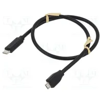 Cable Usb 2.0 B micro plug,USB C plug 0.5M black 480Mbps  Cu0196