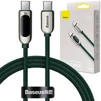 Baseus Usb Type C - cable 100 W 20 V  5 A 1 m Power Delivery with display screen power meter white Catsk-B06 6953156206588
