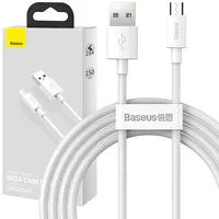 Baseus Simple Wisdom Data Cable Kit Usb to Micro 2.1A 2Pcs Set 1.5M White  Tzcamzj-02 6953156203334 025440