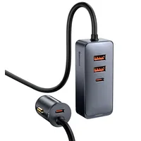 Car charger Baseus Share Together with extension cord, 2X Usb, Usb-C, 120W Grey  027586634948