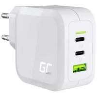 Green Cell White 65W Gan Gc Powergan mains charger for Laptop, Macbook, Phone, Tablet, Nintendo Switch - 2X Usb-C, 1X  5904326372894