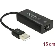 Adapteris Usb 2.0  Lan 10/100Mb/S, melns, Delock 62595 4043619625956