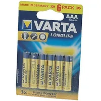 Battery alkaline 1.5V Aaa non-rechargeable 6Pcs Longlife  Bat-Lr03X6/Vl 4103101416