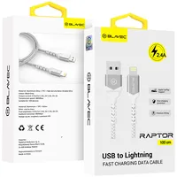 Blavec Cable Raptor braided - Usb to Lightning 2,4A 1 metre Cra-Ul24Ws10 white-silver  Kabav1628 5900217420477
