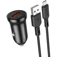 Borofone Car charger Bz18 - Usb Qc 3.0 18W with to Micro cable black  Ład001528 6974443384840