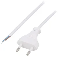 Cable 2X0.5Mm2 Cee 7/16 C plug,wires Pvc 1.6M white 2.5A  Kab-Eu-Op-1.6-Wh