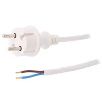 Cable 2X1.5Mm2 Cee 7/17 C plug,wires Pvc 1.5M white 16A  W-98359