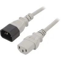 Cable 3X0.75Mm2 Iec C13 female,IEC C14 male Pvc 0.5M grey  Wn111-3/07/0.5G