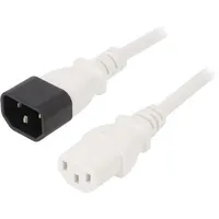 Cable 3X0.75Mm2 Iec C13 female,IEC C14 male Pvc 0.5M white  Wn111-3/07/0.5W