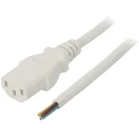 Cable 3X0.75Mm2 Iec C13 female,wires Pvc 1M white 10A 250V  Sn31-3/07/1Wh