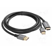 Cable Displayport plug,HDMI plug,USB A plug Pvc 1.8M black  Ca-Hddp20Cu-0018Bk Ca-Hddp-20Cu-0018-Bk
