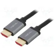 Cable Hdmi plug,both sides 2.1 2M black aluminium  Cha0105