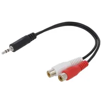 Cable Jack 3.5Mm plug,RCA socket x2 200Mm black  Ca1047
