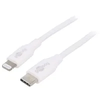 Cable Usb 2.0 Apple Lightning plug,USB C plug 1M white 87W  Usbc-Light-1.0Wh 39446