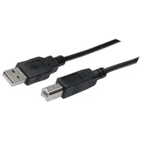 Cable Usb 2.0 A plug,USB B plug nickel plated 1.8M black  Ak-300102-018-S