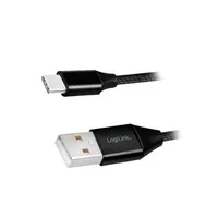 Cable Usb 2.0 A plug,USB C plug 0.3M black Pvc textile  Cu0139
