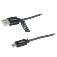 Cable Usb A plug,USB B micro plug 1M grey Pvc textile  Cu0132