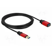 Cable Usb A socket,USB plug gold-plated 3M black metal  Delock-82754 82754