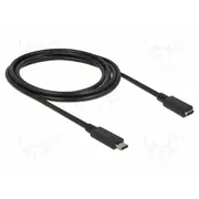 Cable Usb C socket,USB plug 2M black Hdcp,Hdr 24Awg,32Awg  Delock-85542 85542