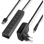 Charging Hub Hue-Sa7Bp 7X Usb 3.2 Gen 1 Alu Incl. Ac Adapter, Black  8595247903150 Nuaxnus7Phuesa7