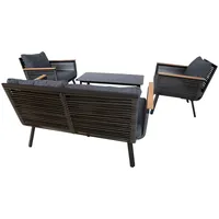 Dārza mēbeļu komplekts Malaga galds, dīvāns un 2 krēsli, melns  20546 4741243205468