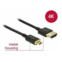 Delock Cable High Speed Hdmi with Ethernet - Hdmi-A male Micro-D 3D 4K 2M Slim Premium  84783