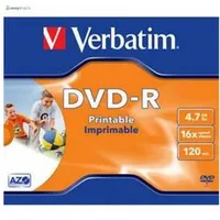 Dvd-R 4, 7Gb 120Min x16 printable jewel kastīte Verbatim  Vrb43521