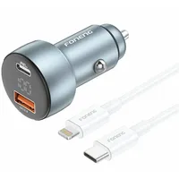 Foneng Car charger C18 - Usb  Type C Pd 30W 3A with to Lightning cable grey Ład001754 6970462519393
