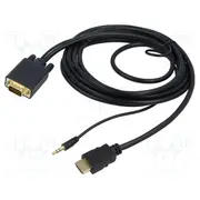Cable D-Sub 15Pin Hd plug,HDMI plug,Jack 3.5Mm 3Pin plug  A-Hdmi-Vga-03-10