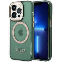 Guess Guhmp14Xhtcma iPhone 14 Pro Max 6,7 zielony khaki hard case Gold Outline Translucent Magsafe  3666339069650