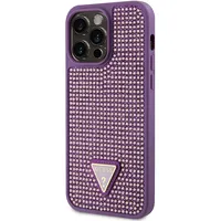 Guess Rhinestones Triangle Metal Logo Case for iPhone 15 Pro Max Purple  Guhcp15Xhdgtpu 3666339191252