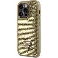 Guess Rhinestones Triangle Metal Logo Case for iPhone 15 Pro Gold  Guhcp15Lhdgtpd 3666339191085